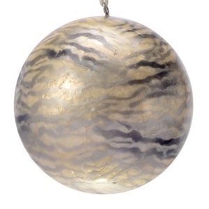 Striped Lacquered Hand-made Painted Capiz Christmas Ornament